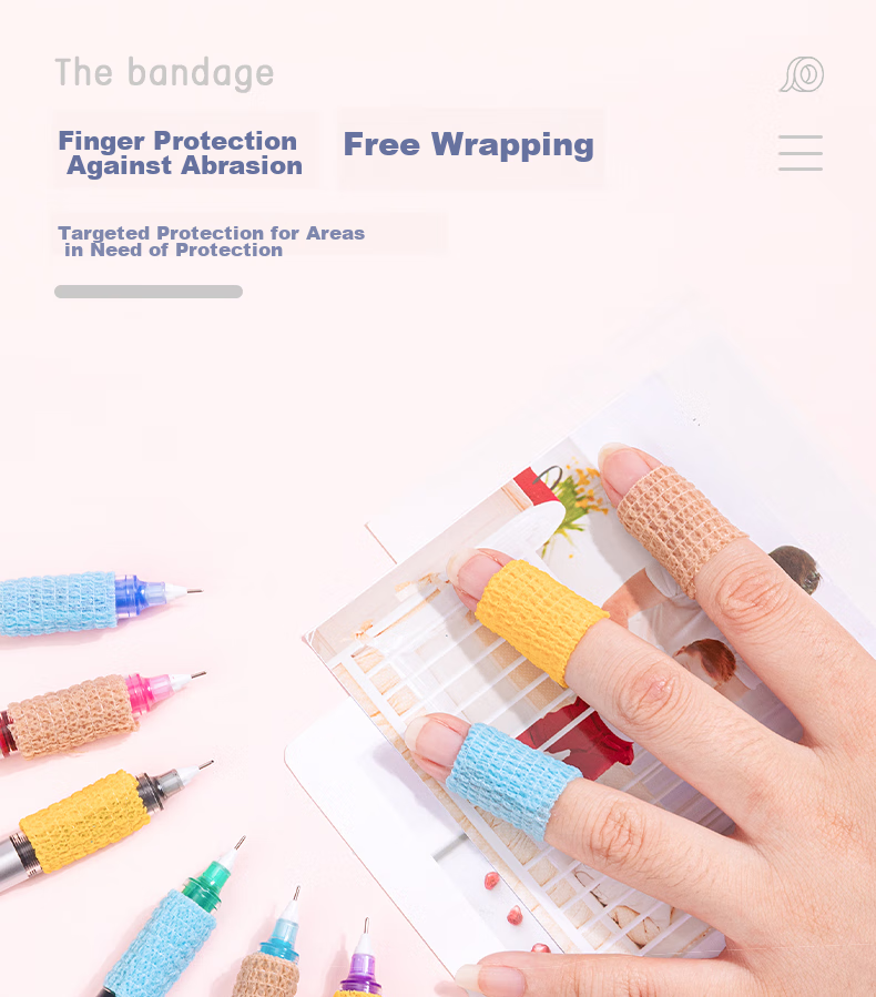 Deli Student Writing Finger Protector Bandage, Odorless Anti-Friction Anti-Callus Self-Adhesive Elastic Bandage, Finger Joint Protector Sleeve 25mm*4m, 3 Rolls Mixed Colors 30602 5