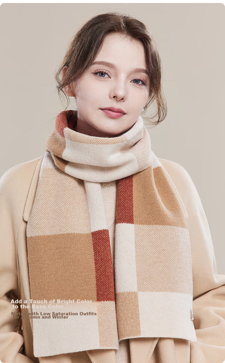 JIUMU Pure Wool Scarf for Women, Autumn And Winter Ladies' Warm Neck Warmer, Gift for Girls on National Day Or Birthday, Gift Box Packaging 7