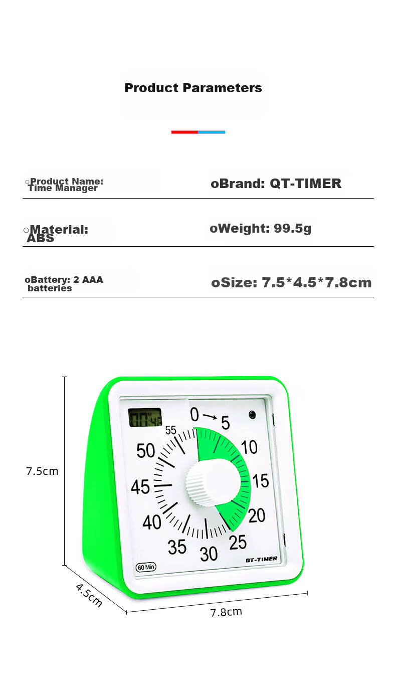 QT-TIMER Timer for Children's Self-Discipline Time Management, Countdown Reminder, Student Homework Visualization Timer, Birthday Gift 9