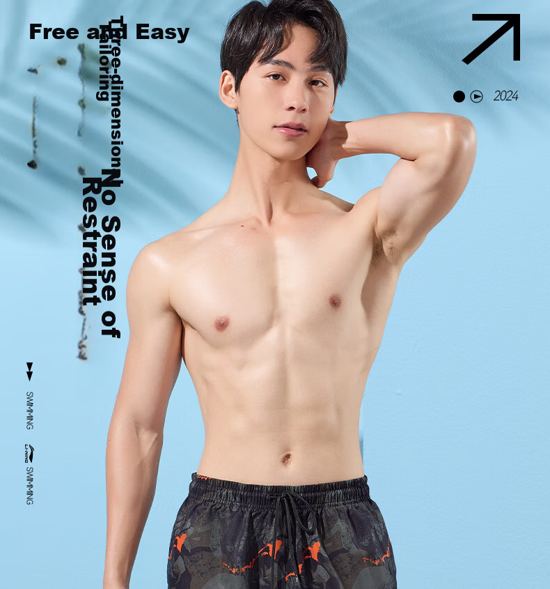 Li-Ning Swimming Trunks for Men, Anti-Embarrassment Knee-Length Double-Layer Swim Shorts, Comfortable High-Elasticity Water And Land Dual-Use Beach Shorts, 330 Black-Green XXL 11
