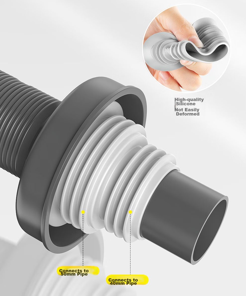 Haili Sink Drain Pipe, Anti-Odor Basin Drain, Flexible Hose Wall Drainage Pipe, ABS Material, 73318Q 12