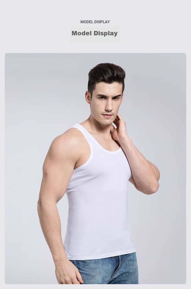 LangSha Pure Cotton Tank Top for Men, Summer Lightweight Sleeveless Casual Sports Sweat-Wicking Breathable Undershirt 19