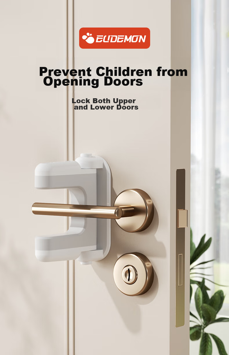 EUDEMON Child Safety Door Stopper Lock, Anti-Theft Door Lock, Baby Door Lock Catch, Anti-Opening Window Lock Catch, 2 Pieces 1