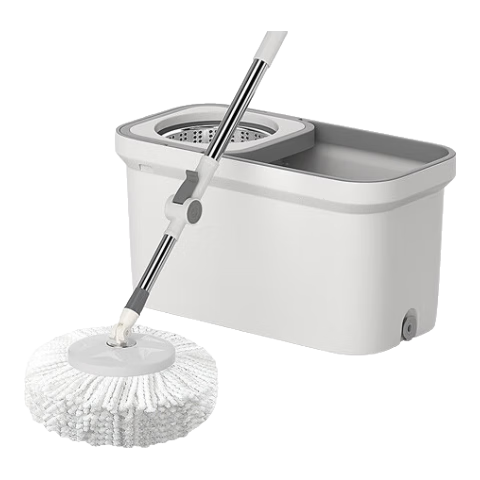 Baijiahaoshi Rotating Mop, 2 Heads for Home Use, 2026 Model, Hands-Free Washing, Floor Drying Bucket, Spin-Dry Style Floor Mop, One-Wipe Clea