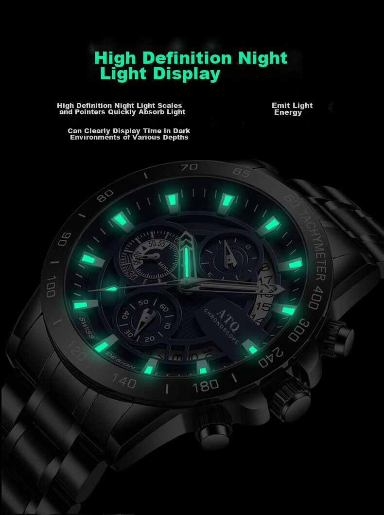 ATQ Celebrity Endorsed Black Knight Men's Casual Business Quartz Watch, New Year Valentine's Day Gift for Boyfriend Or Husband 10