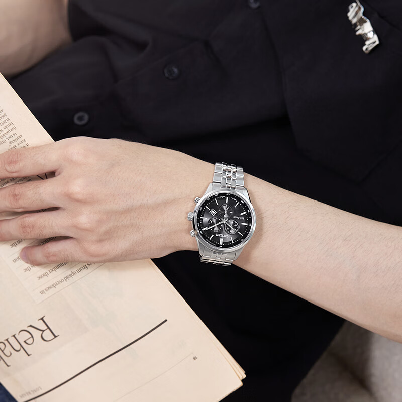 Мужские часы CITIZEN AT2570-56E, кварцевые, с солнечной батареей, стальной браслет, водонепроницаемые, аналоговый циферблат, дата