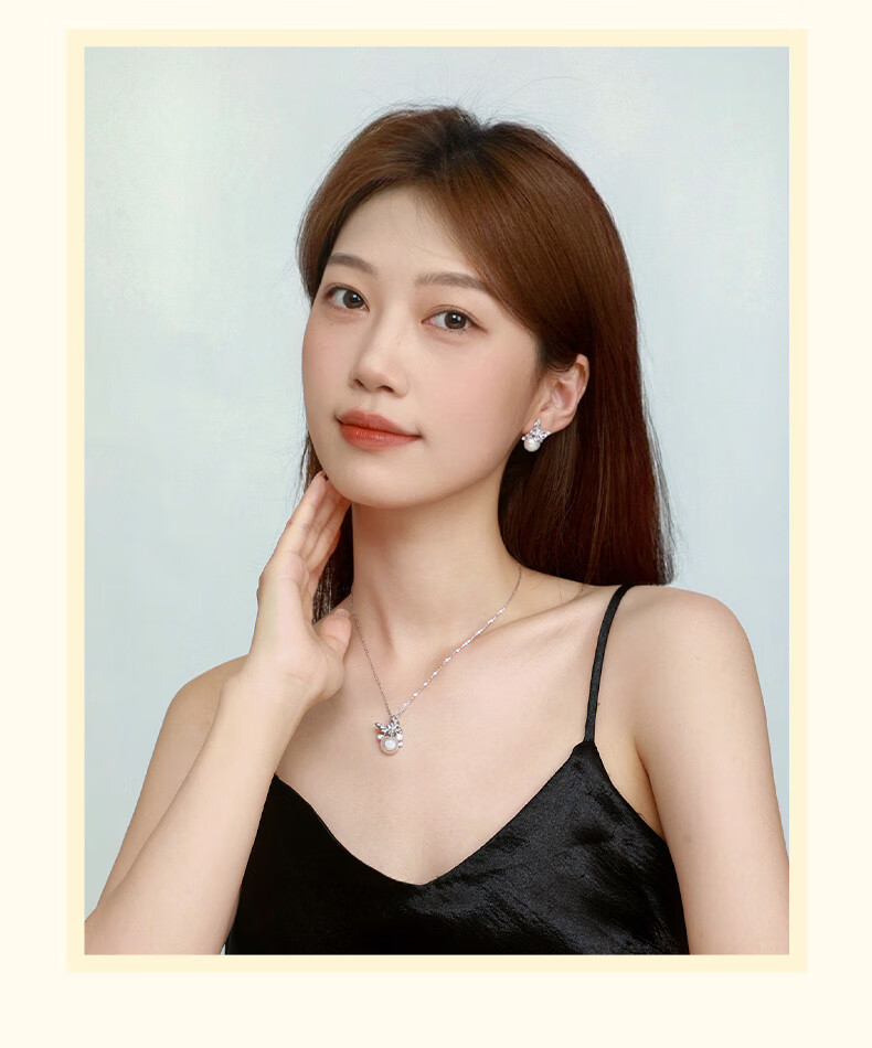 CHOW TAI SENG [Birthday Gift] Silver Pearl Stud Earrings for Women, Butterfly Fashion High-End Design Silver Earrings for Girlfriend 8