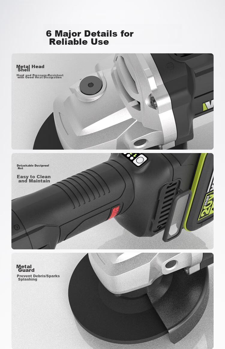 WORX 20V Brushless Lithium-Ion Angle Grinder WU805 (4.0 Dual Battery), Rechargeable Electric Grinding And Cutting Machine, Hand Grinder 6