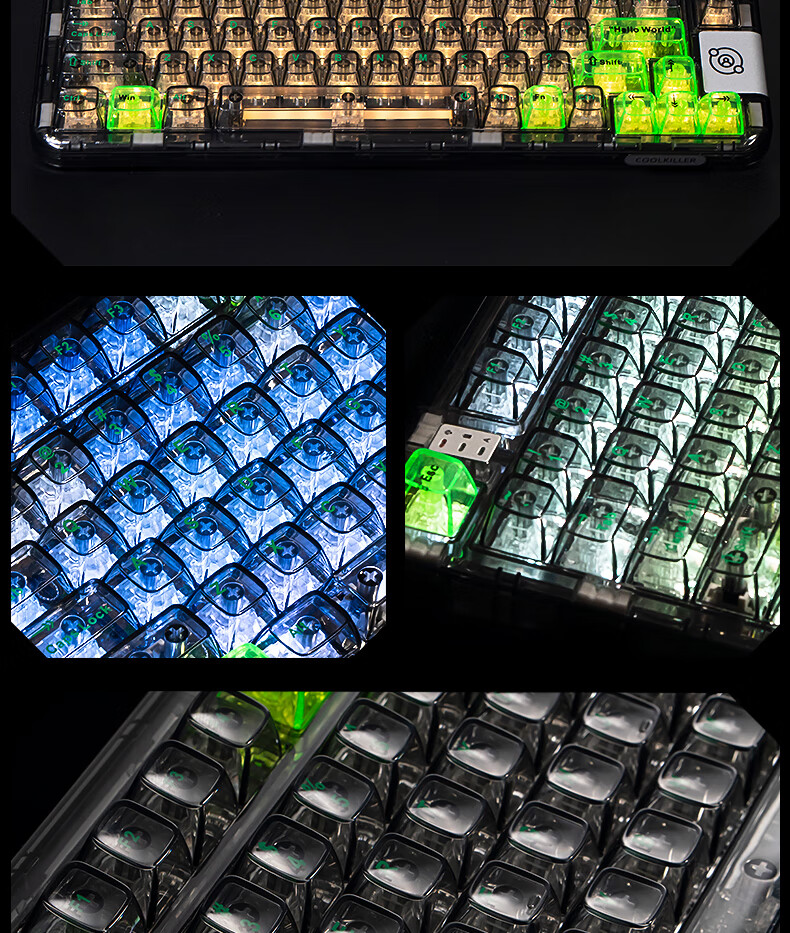 CoolKiller CK75 Super Programmer Wired/wireless/blueTooth Triple-Mode Transparent Customizable Mechanical Keyboard with Ice Blade Switches And Linear Switches 19