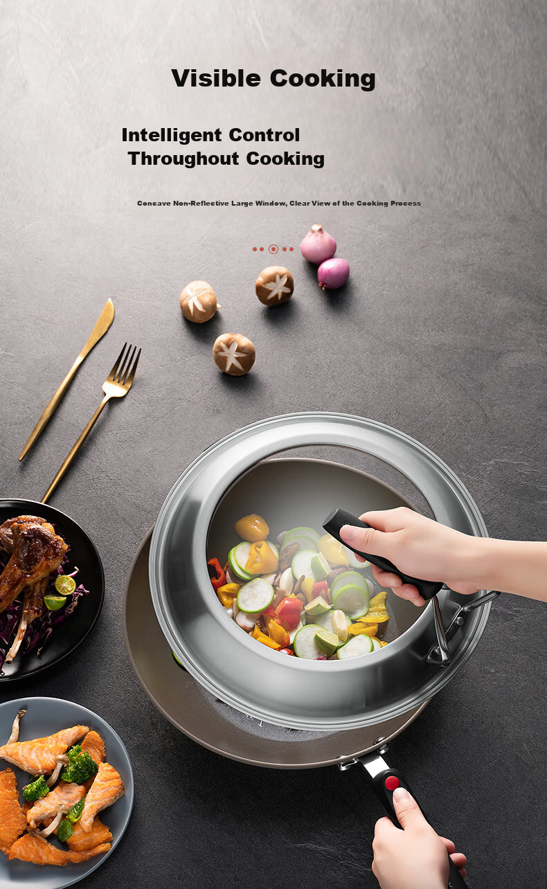 SUPOR Non-Stick Wok Pan, Household Cooking Pan 30cm Titanium Ceramic Multi-Functional Frying Pan Compatible with Induction Cooker And Gas Stove 11