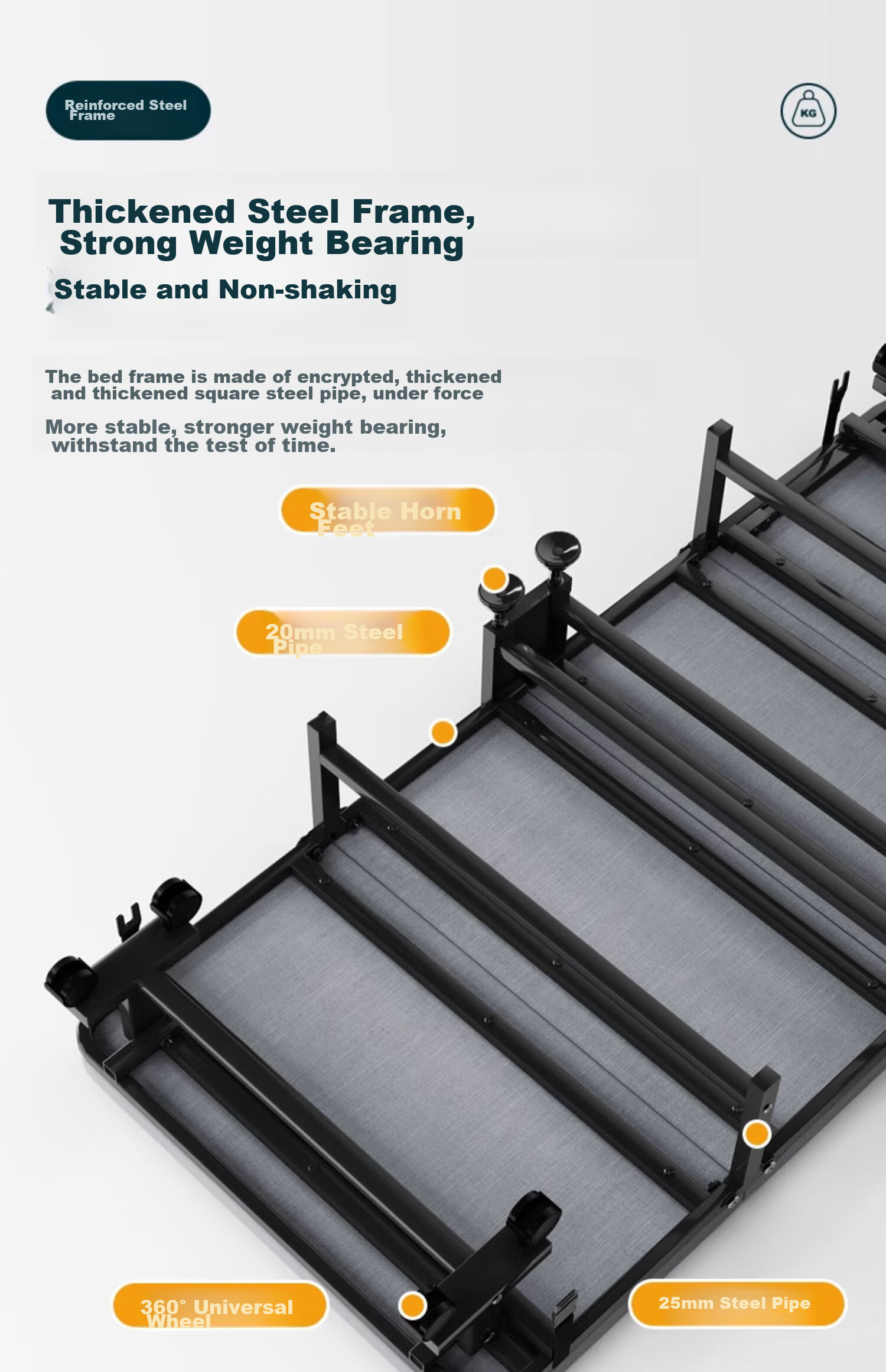 Quanpinwu Folding Bed, Single Bed for Office Nap, Four-Fold Bed for Home Use, Simple Bed, Hospital Accompanying Bed, Nap Essential 5