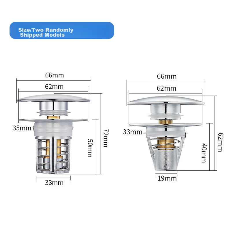 Submarine CQ-9 Chrome-Plated Copper Basin Drain Stopper Filter for Hair And Debris Removal, Large Mushroom Head