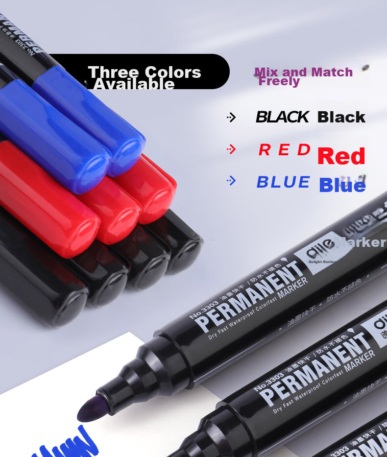 DiLe Premium Series Marker Pens, Thick Tip Oil-Based Chalky Markers, Office Stationery Supplies, 10 Pens/box, 3303 Red 2