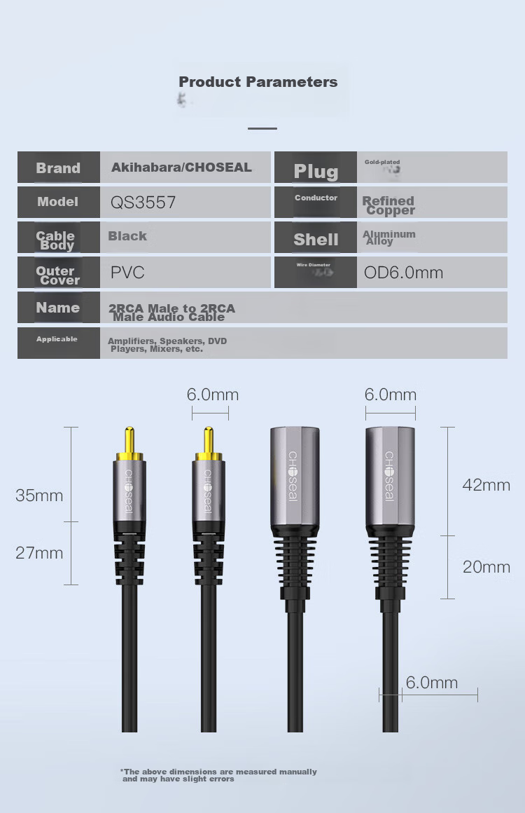 CHOSEAL Dual Lotus Flower to XLR Audio Cable, 2RCA Male to 2 XLR Male Connector, for Microphone, Mixer, DVD Player, Amplifier Connection, 0.5 Meter, QS3557T0D5 2