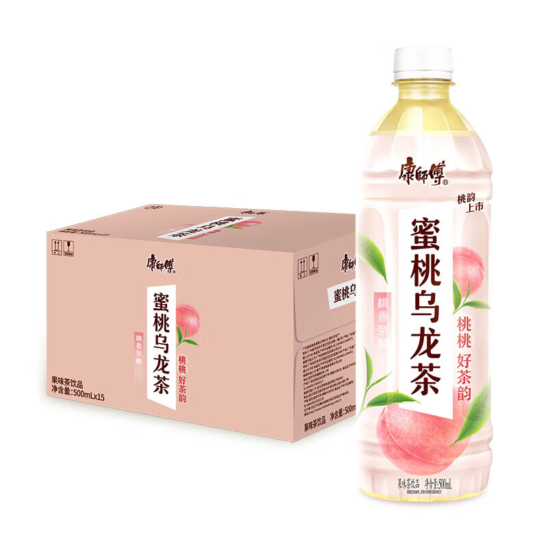 康师傅 蜜桃乌龙茶500ml*15瓶 水果味茶饮料 饮品 量贩装整箱 热门商品