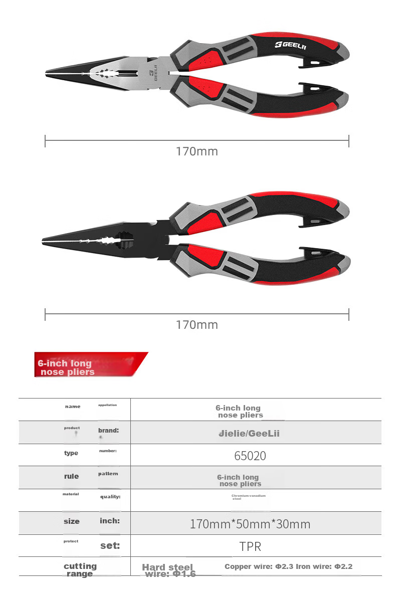 GeeLii Diagonal Cutting Pliers, Labor-Saving Water Pipe Pliers, Electronic Cutting Diagonal Pliers, Side Cutting Pliers, 6 Inches, 65010 10