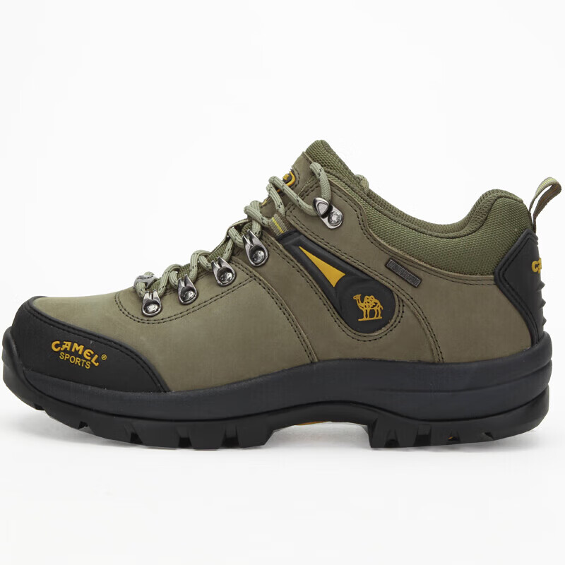 CAMEL Outdoor Hiking Shoes for Men, Durable Trekking Boots, Cowhide Outdoor Footwear A63202a6015 Army Green 38