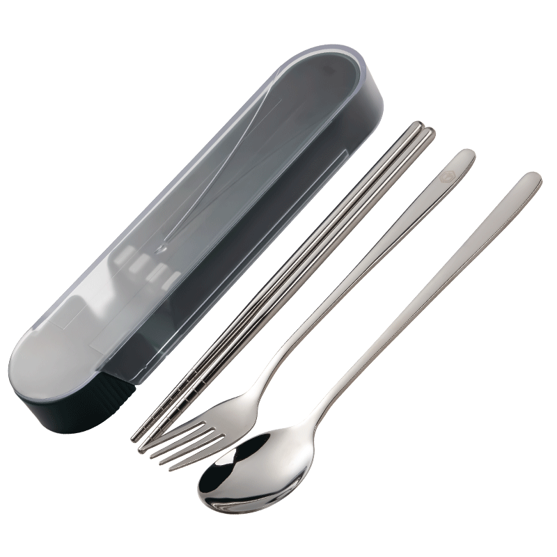 JD Original Chopsticks, Student Cutlery for School Use, 304 Stainless Steel Spoon And Fork, Office Worker Cutlery [Portable Pull-Out Design]