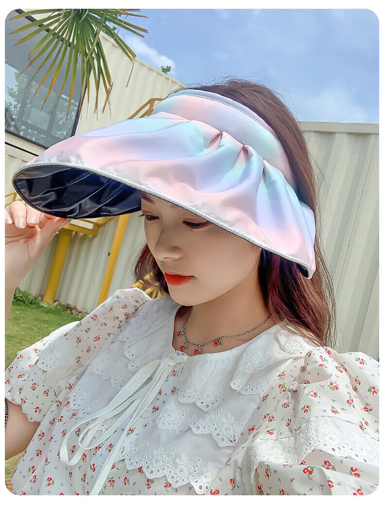 GLO-STORY Vinyl Visor Sun Hat for Women, Wide Brim Sun Protection Hat, Foldable Sunhat Headband, Gradient Purple 13