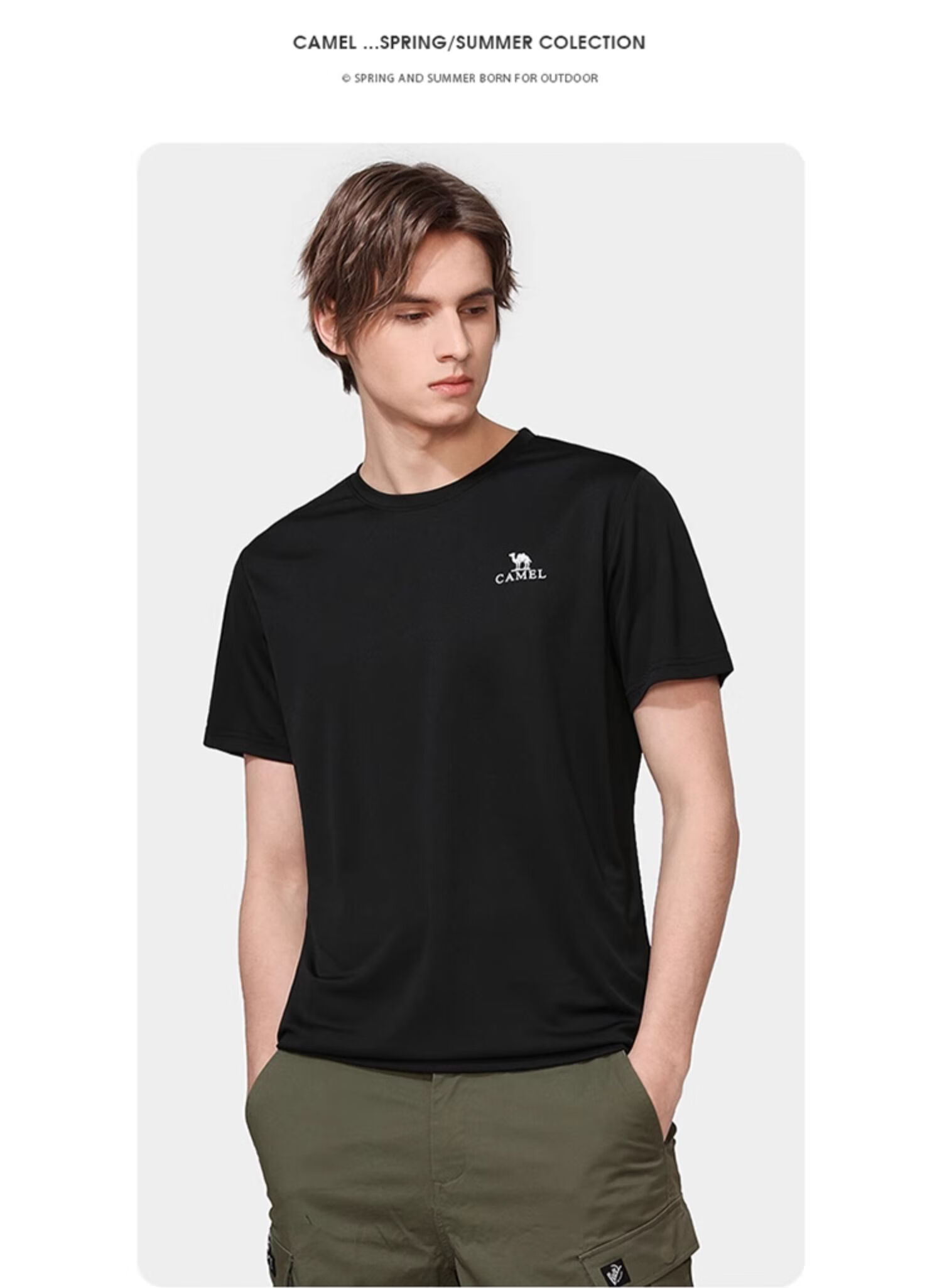 CAMEL Outdoor Quick-Dry T-Shirt, Spring And Summer Honeycomb Mesh Breathable Top, Couple's Sports Round Neck Short Sleeve A14BZ00079 15
