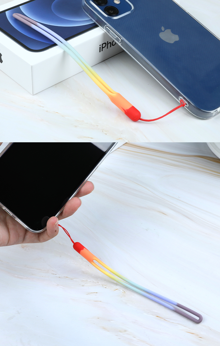 ESCASE Phone Lanyard Wrist Strap Camera Short Cord Wallet USB Drive Key ID Pendant Suitable for Apple 16 Pro Huawei Mate 70 Pro Silicone Soft Version Rainbow Color ES-XS2 8