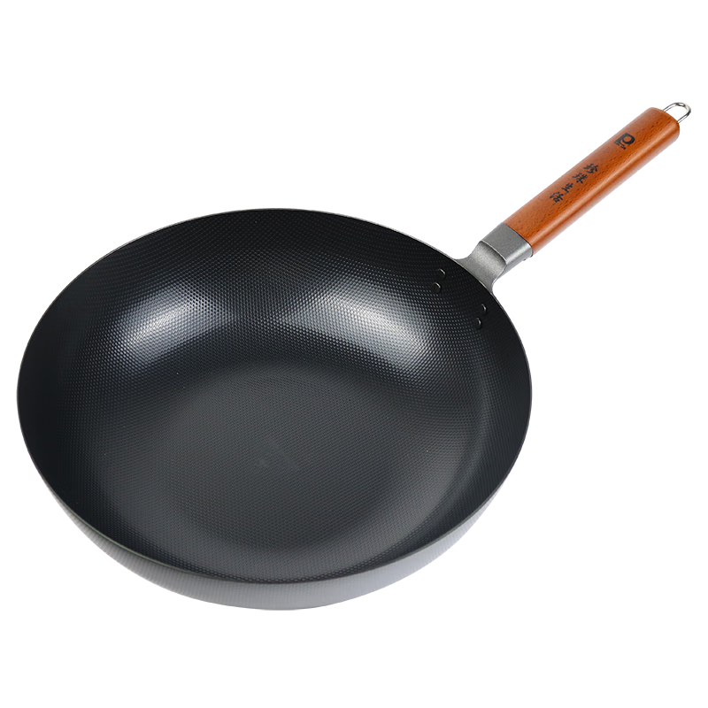 Pearl Life Japanese Imported Double-Sided Concave Non-Coated Iron Pan, 1.6mm Thickened, Compatible with Gas And Induction Cooktops, Wok Pan for Stir-Frying