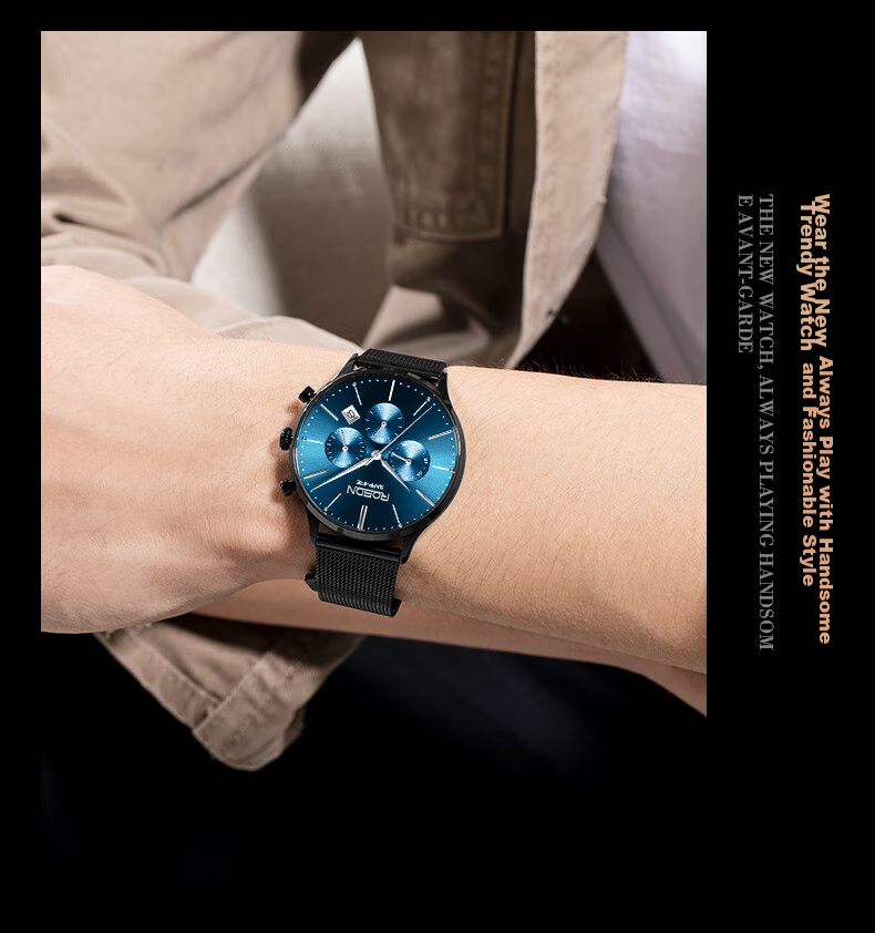 ROSDN True Diamond Series Classic Versatile Men's Waterproof Watch Top Brand Birthday Gift for Boyfriend 10