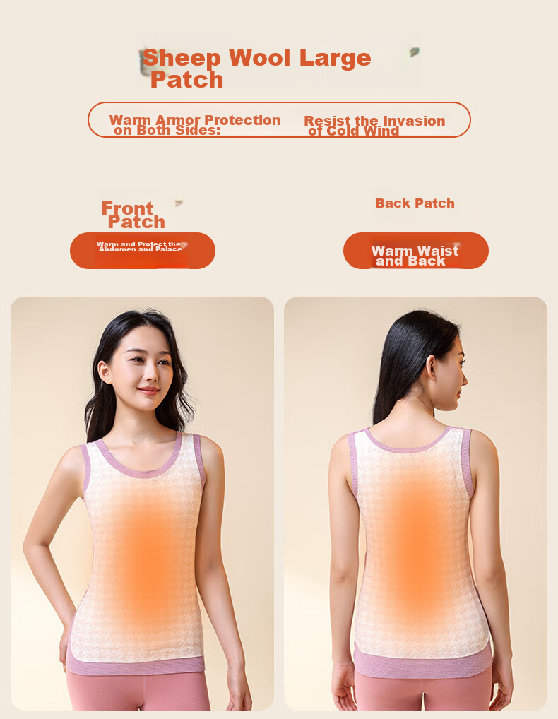 XUEXIMAN 100% Wool Thermal Vest for Women, Warm Uterus Protection, Waist Support, Seamless, Heat-Generating, Fleece-Lined Underwear, Spring And Autumn Base Layer Top 8