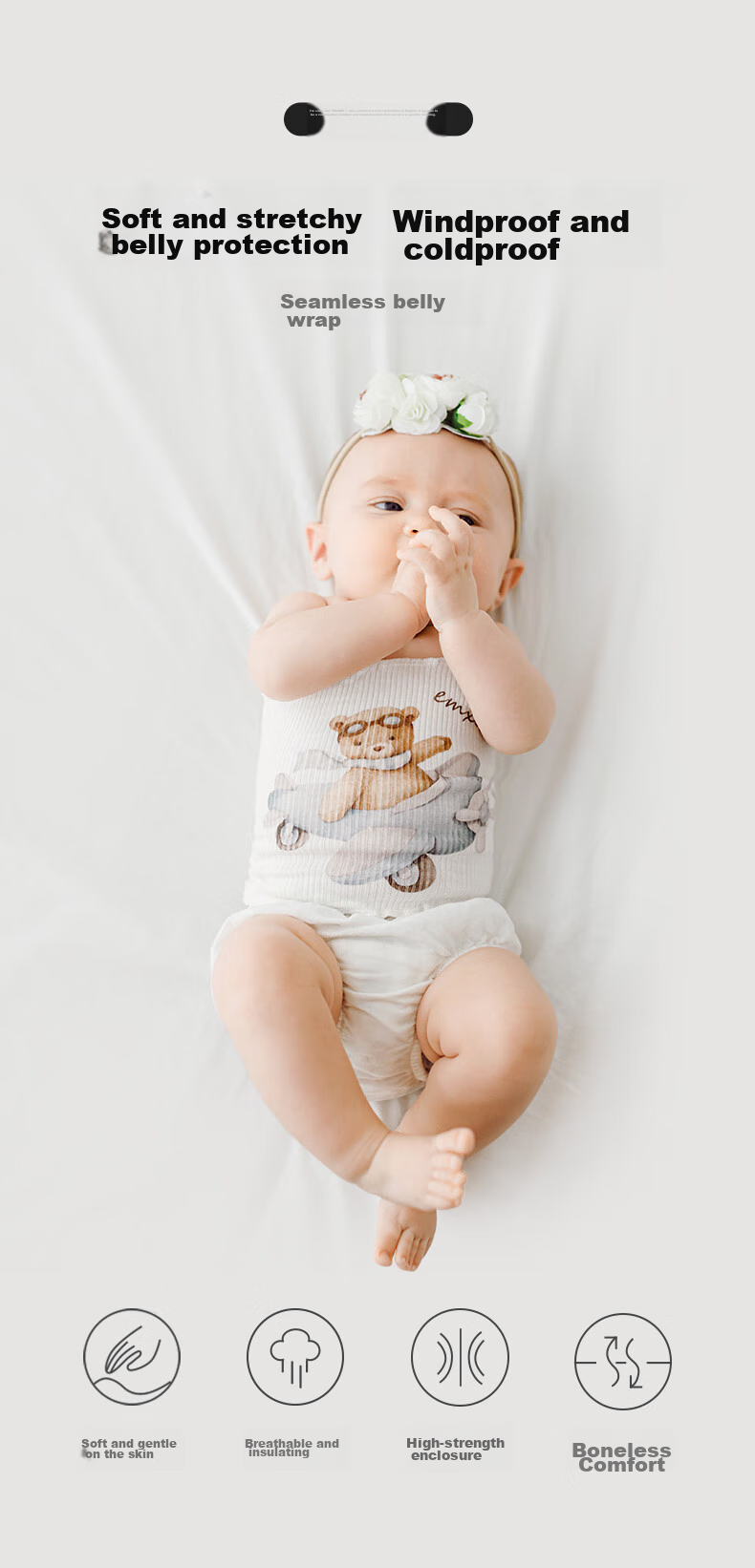 EMXEE Baby Belly Band, Spring And Autumn Infant Belly Protection Device, All-Season Newborn Umbilical Cord Protector, Belly Cover, 17*17cm 1