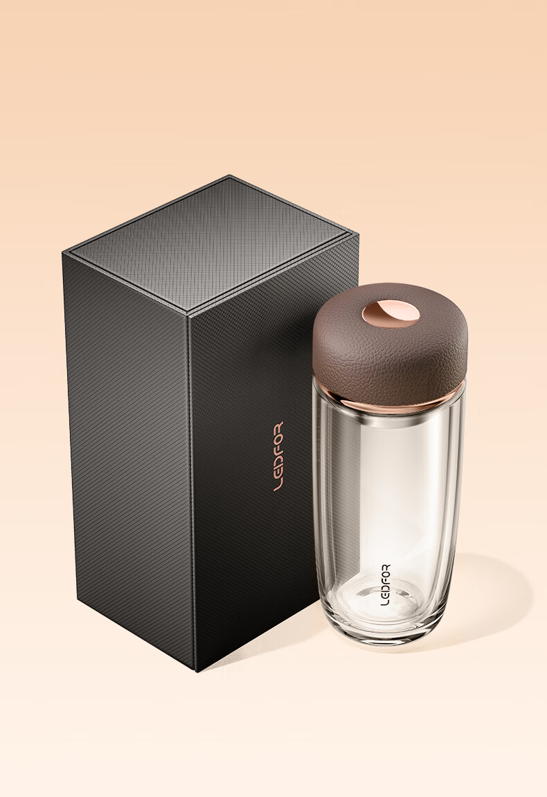 LEIDFOR G6 Homogeneous Series, Curved Style, Phantom Black 380ml, Double-Layer Glass Cup, Mid-Autumn Festival Gift 5