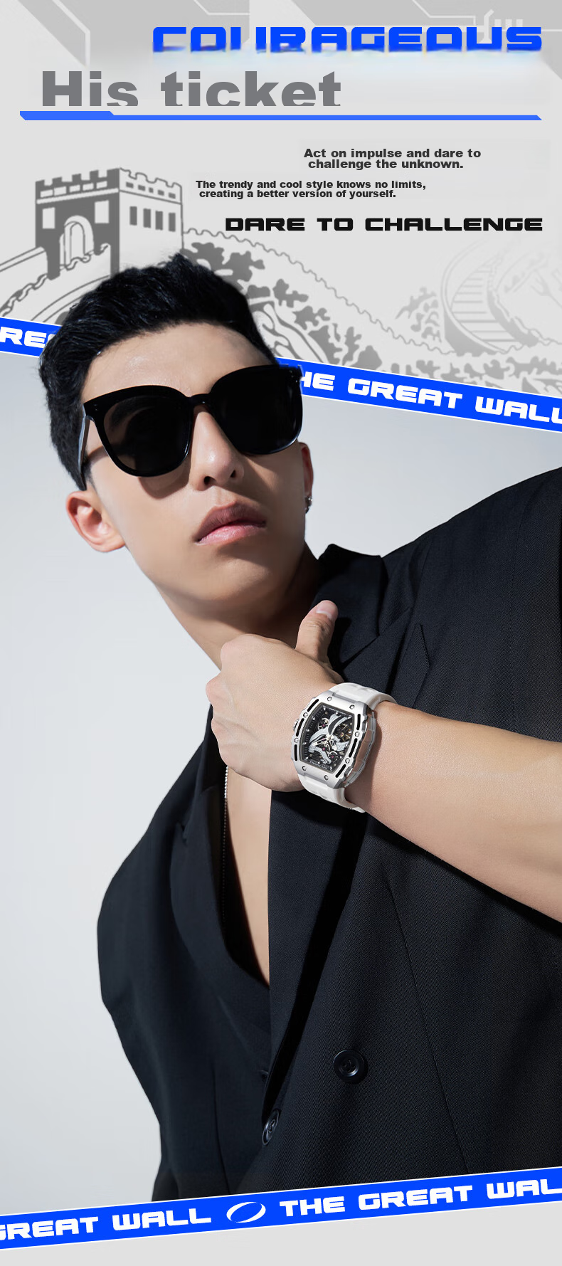 MARK FAIRWHALE Great Wall Watch, Men's Automatic Mechanical Watch, Top Ten Famous Watches, Sports Wristwatch, National Watch, Birthday Gift for Boyfriend, 6870 8