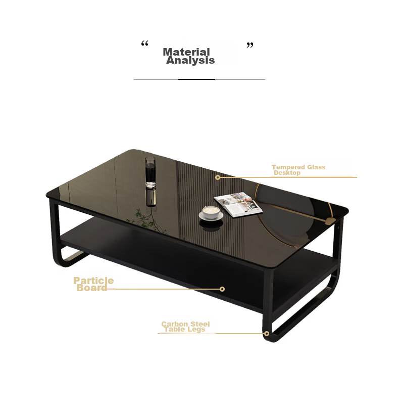 Fanshe Coffee Table, Simple Design, Tempered Glass Double-Layer Storage Coffee Table, Side Table for Small Apartments, Living Room Thickened Legs, Small Table 13