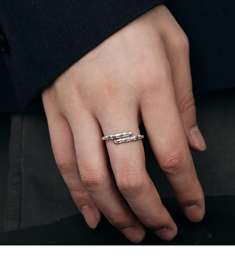 MANHE S999 Sterling Silver Adjustable Ring for Men, Trendy Open-End Ring, Birthday And Valentine's Day Gift for Boyfriend Or Husband 1