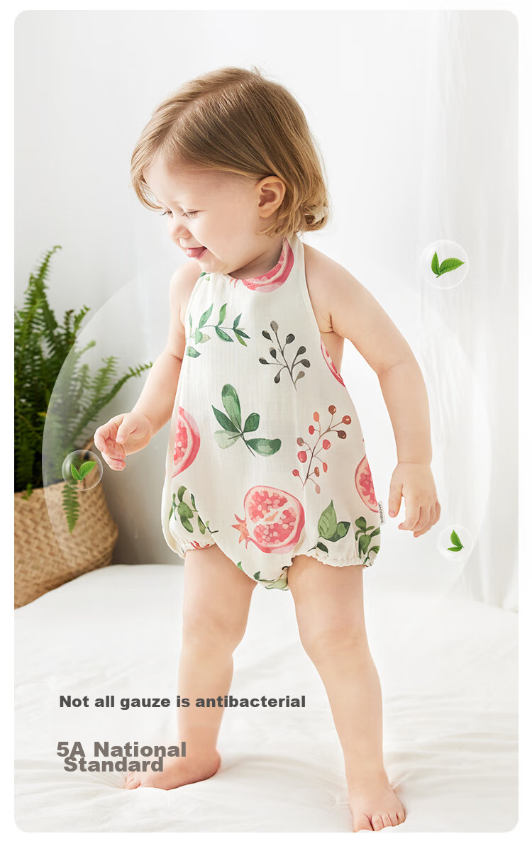Babylove Bobo Fruit Tea Baby Romper Summer Bamboo Cotton Camellia Gauze Bodysuit Breathable Crawling Suit 9