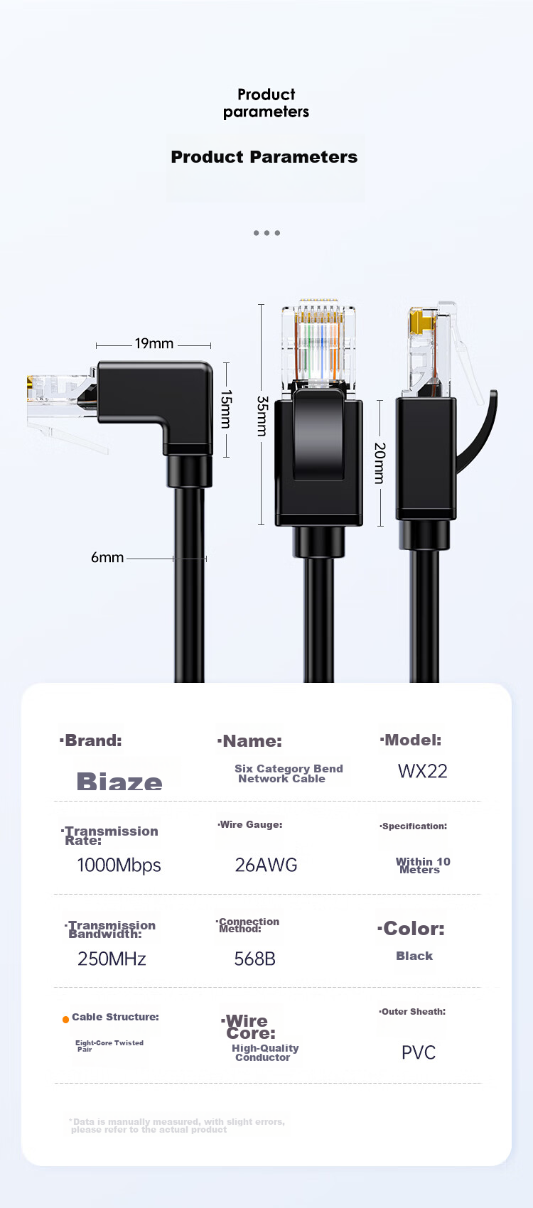 BIAZE Cat6 Ethernet Cable Straight-Through 1 Meter, Gigabit Network Connection Cable, Computer Broadband High-Speed Network Cable, Finished Network Patch Cord 15