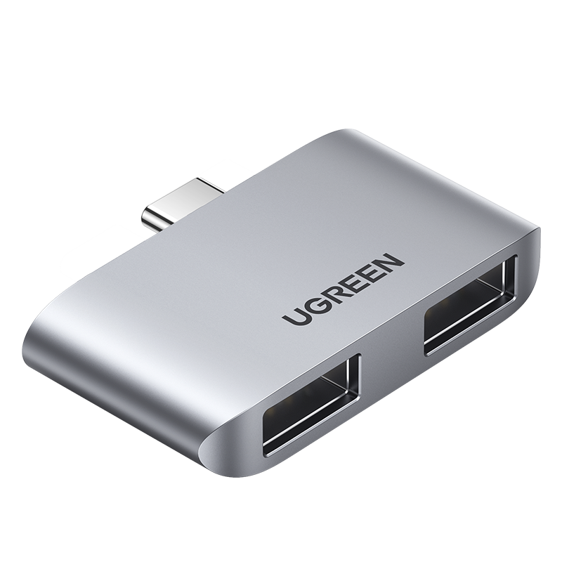 UGREEN Type-C Expansion Dock, USB-C Adapter, 3.0 Hub Splitter, 2-In Direct Plug-In Expansion Dock, Compatible with Macbook, Huawei Laptops, Converter for Phones And Tablets