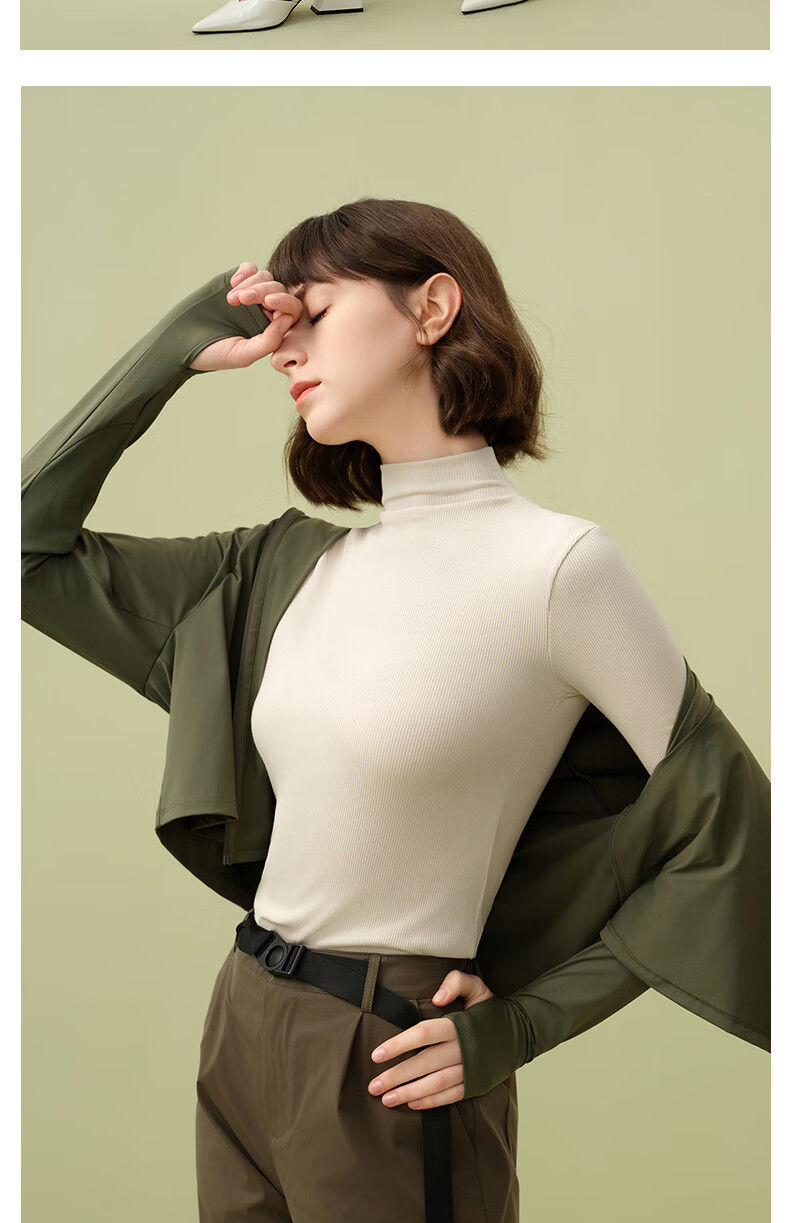 MONTAGUT Women's Mock Neck Base Layer, Slim Fit, Spring And Autumn Thin Style, Solid Color Long Sleeve Underwear, Modal Cotton Stylish Top 17