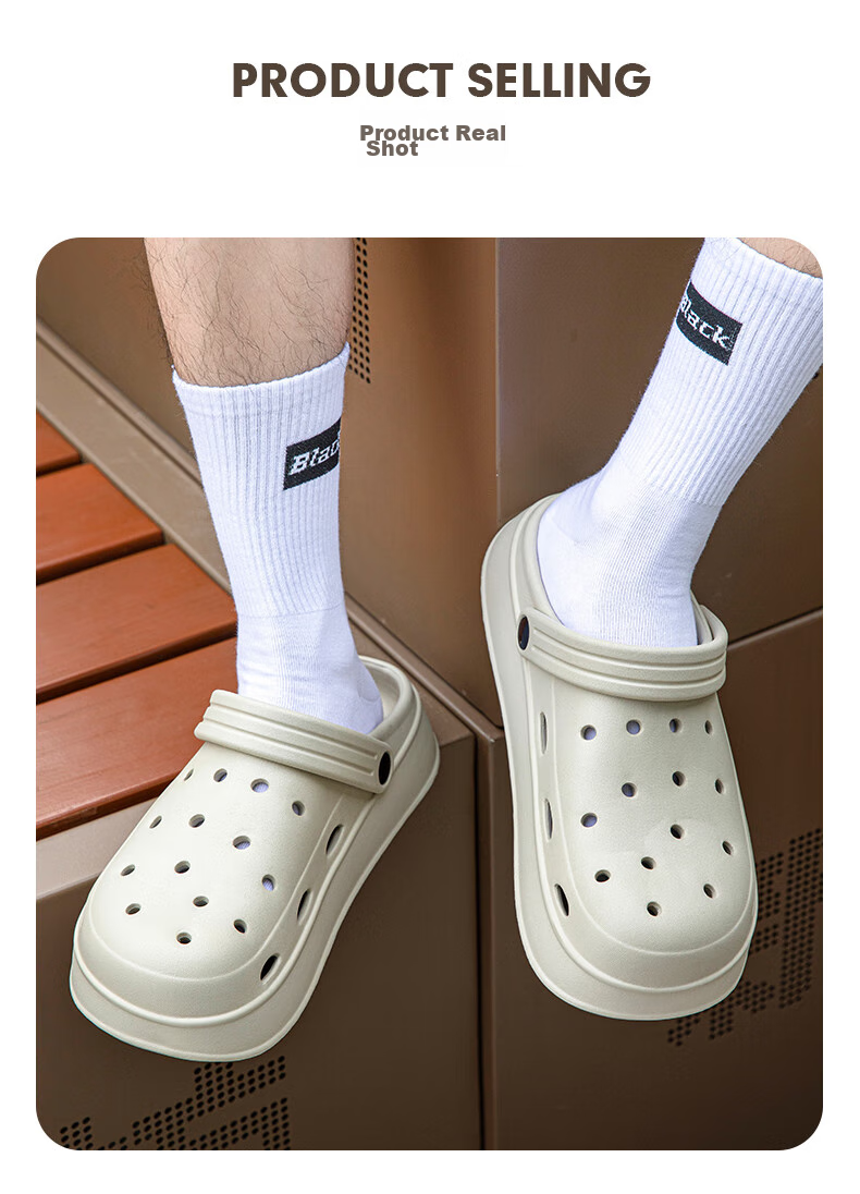 YUZHAOLIN Unisex Couple Beach Clogs Thick Sole Height Increasing Sandals Outdoor Wear YU918 White 10