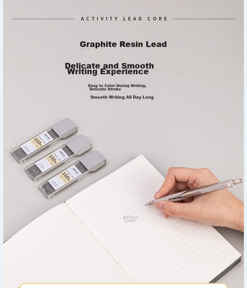 Deli Mechanical Pencil Lead Refills, 100 Pieces, Large Capacity Value Pack, Automatic Pencil Refills, Student Stationery, 0.5-90mm, 2B, 100 Pieces/box, SH218 5