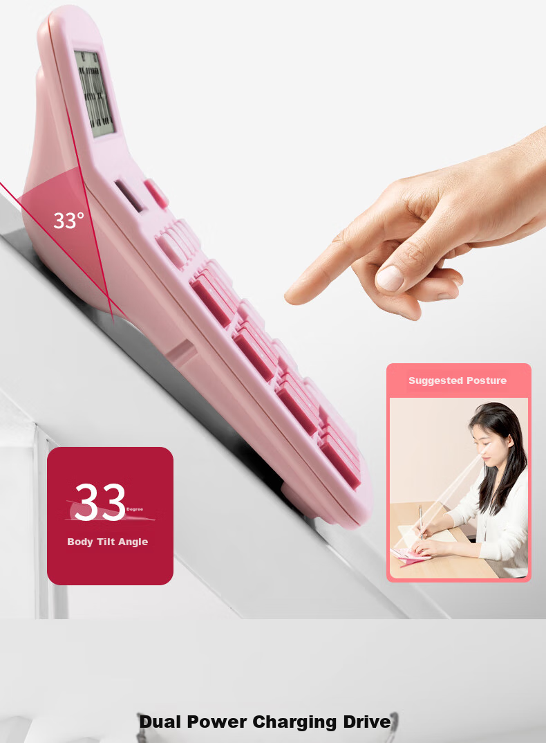 Deli [Super Popular] Dual Power Computer, 12-Digit Large Screen Desktop Calculator, Fourth Grade Student Calculator, Office Supplies, Pink TE837C 6