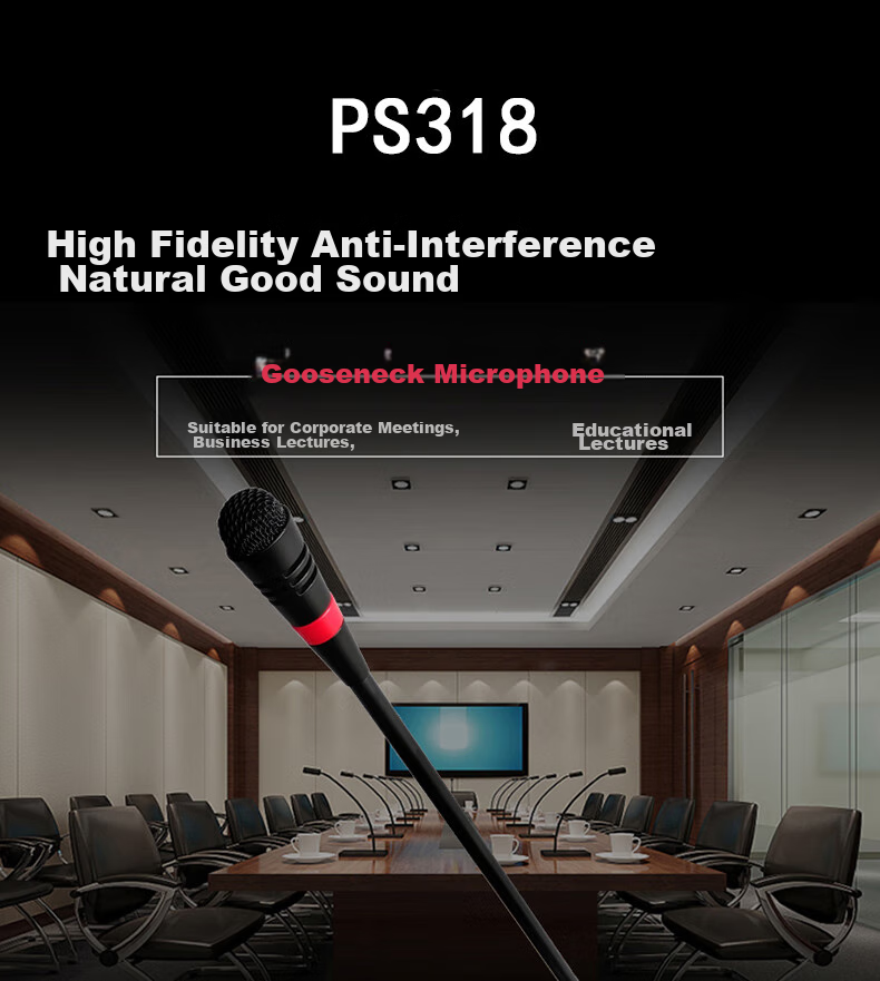 Lingque PS312 Wired Conference Microphone Desktop Gooseneck Pickup Anti-Interference Phantom Power 48V Rechargeable Long Rod Condenser Mic 1