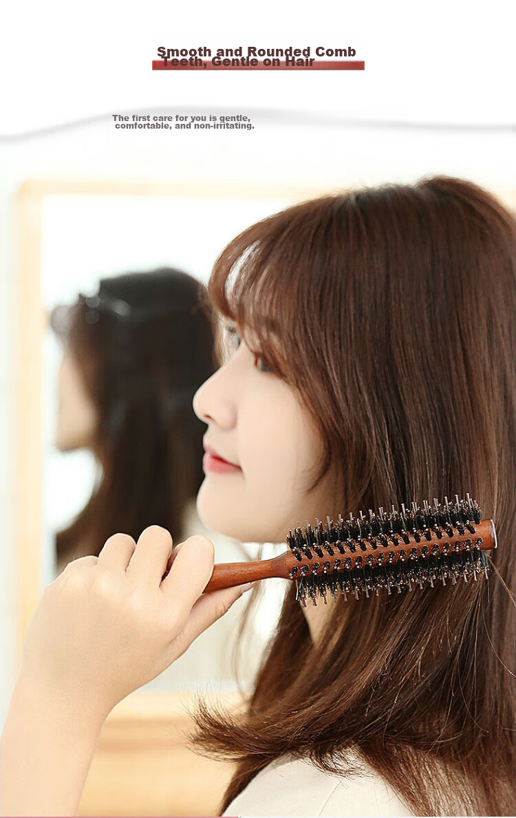 Cigeman Curling Iron, Pig Bristle Brush, Volumizing Styling Tool, Suitable for Men And Women, Hair Beauty Inner-Clipping Curler 3