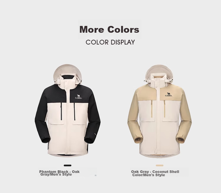 CAMEL Panda Three-Proof Windbreaker, Unisex Professional Oil-Resistant Waterproof Three-In Mountaineering Jacket A13CA6aB018 18