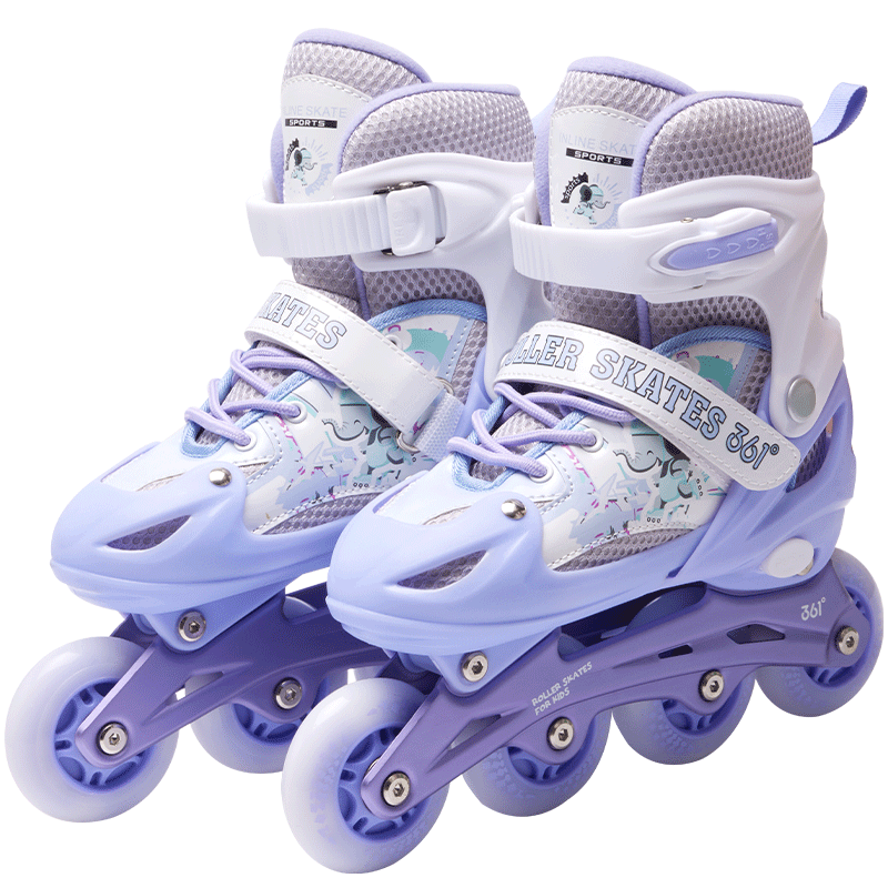 361° Children's Roller Skates for Beginners, Elementary And Middle School Boys And Girls, Inline Skates with Lights, Roller Skating Set, Purple, Size S