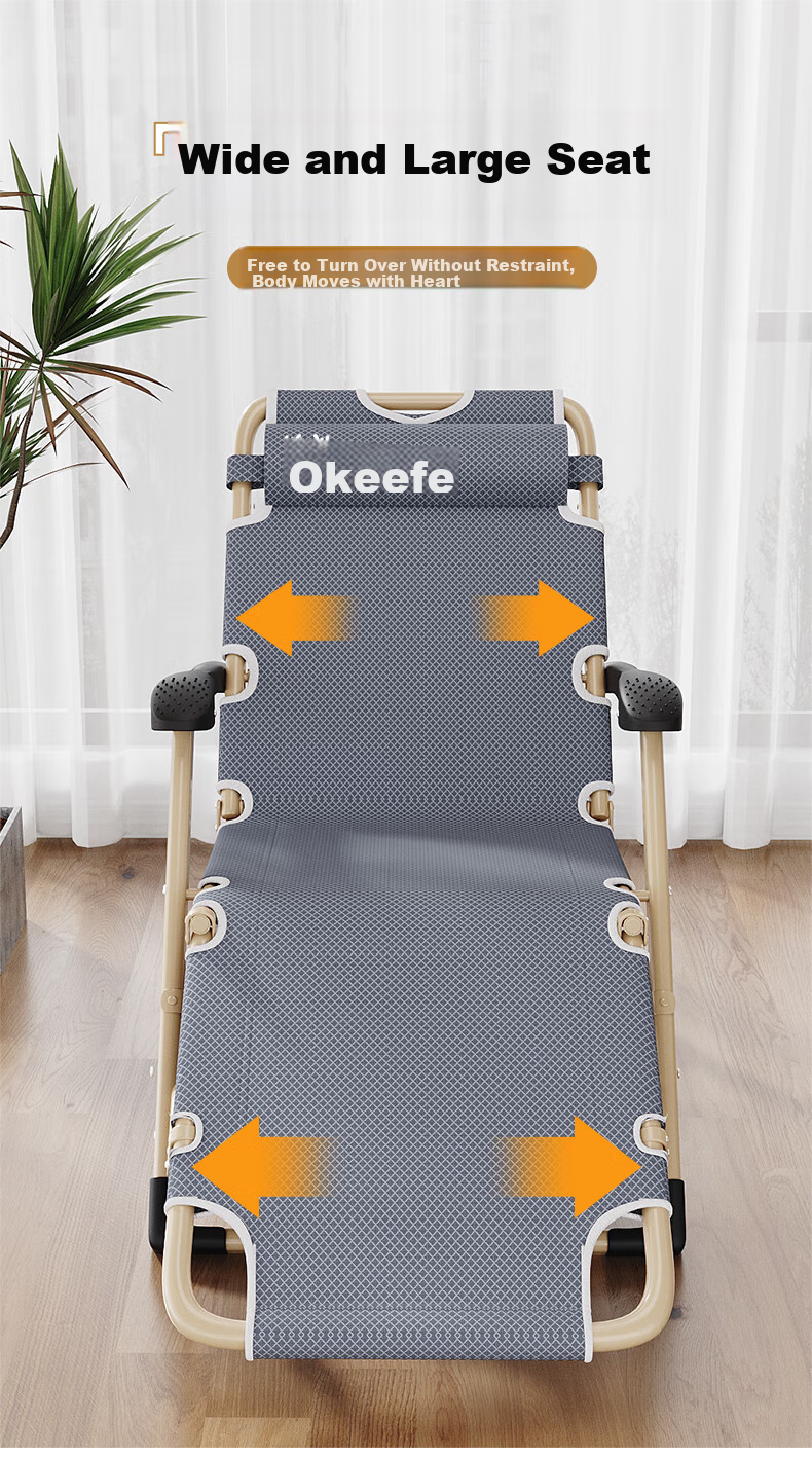 OKeefe Folding Bed, Lounge Chair, Single Bed, Office Nap Chair, Folding Chair, Hospital Companion Bed, Camp Bed, Integrated Seat Cushio 5