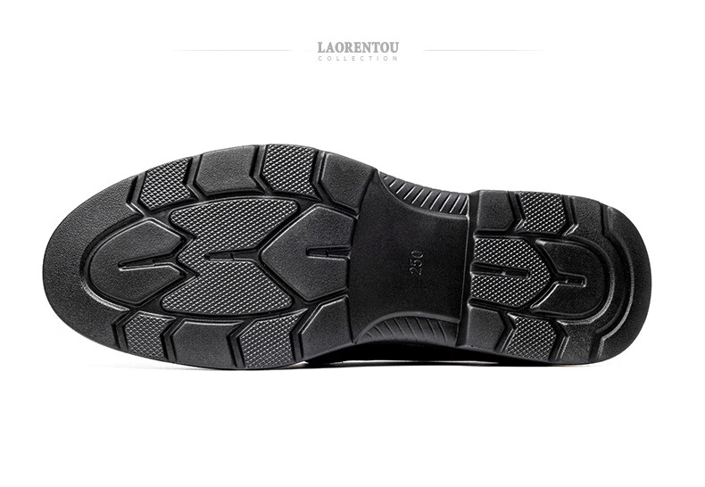 LAORENTOU Formal Shoes, Casual Leather Shoes for Men, Breathable Embossed Top-Grain Leather, Wear-Resistant, for Spring And Autumn, Office Shoes, Business And Wedding Footwear, LA13502, Black, Size 42 14