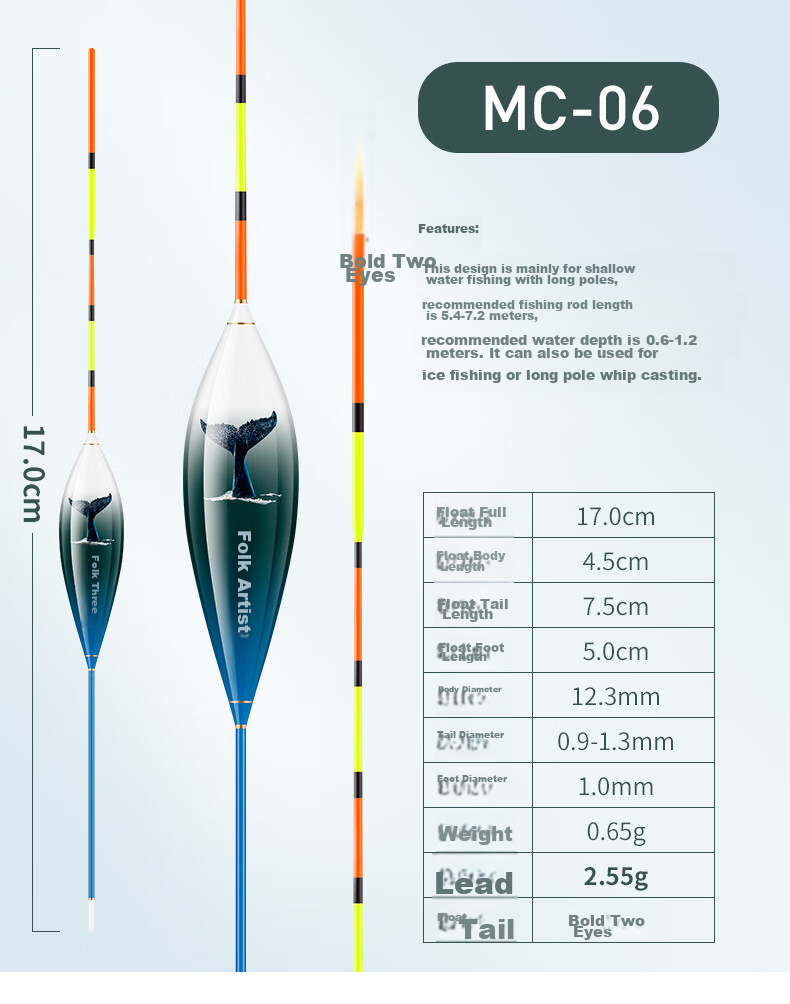Minjianyiren Shallow Water Float Short Float Winter Fishing Shallow Bank Grass Cave Stream Ice Fishing Float Crucian Carp Baitiao Wild Fishing Bold Eye-catching Float 15