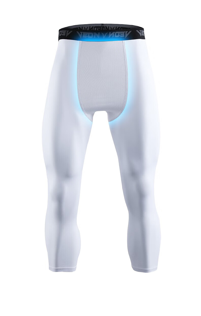 VEIDOORN Basketball Compression Breathable High-Elasticity Leggings V7310B White Capri Pants Size L 7