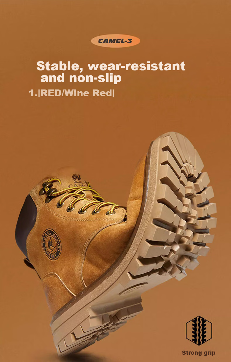 CAMEL Wang Junkai's Matching High-Top Outdoor Work Boots for Men, G15W136025, Desert Yellow, Size 43 10