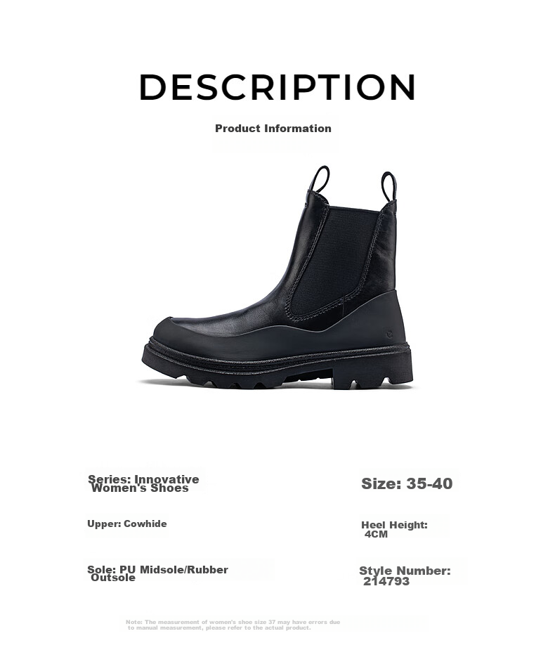 ECCO Women's Ankle Boots, High-End Brand Simple Commuter Thick-Soled Heightening Chelsea Boots, Innovative 214793, Black, Size 40 2